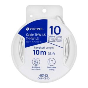 Carrete con 10 m de cable thhw-ls 10 awg blanco volteck Código: 40143