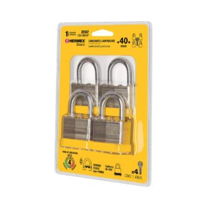 Candados laminados 40mm blister 4 piezas hermex basic Código: 20507