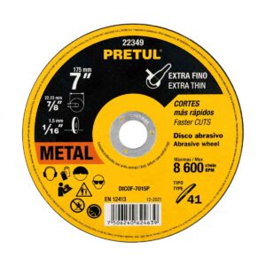 Disco corte fino de metal tipo 1 7" 1.5 mm pretul Código: 22349