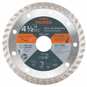 Disco de diamante rin turbo diametro 4-1/2" Código: 12980