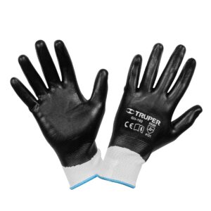Guantes de nitrilo en palma y dorso color negro mediano Código: 18026
