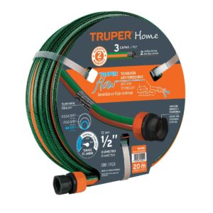 Manguera 20 m 1/2" reforzada 3capas conexiones plasticas Código: 16052