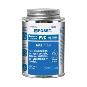 Cemento azul para pvc hasta 12" bote 250 ml Código: 42026