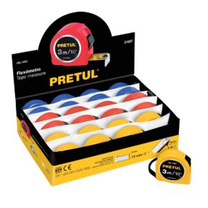 Flexometro 3 colores tarjeta con 12 pzas3 m x 1/2" pretul Código: 21607