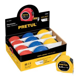 Flexometro de colores tarjeta con 6 pzas5.5m x 1" pretul Código: 21624