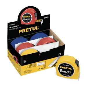 Flexometros 8 m 1" en display box 6 pzas pretul Código: 21625