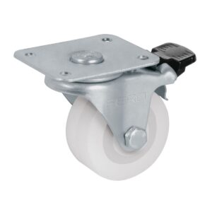 Rodaja de polietileno 2' placa giratoria 22mm con freno Código: 48633